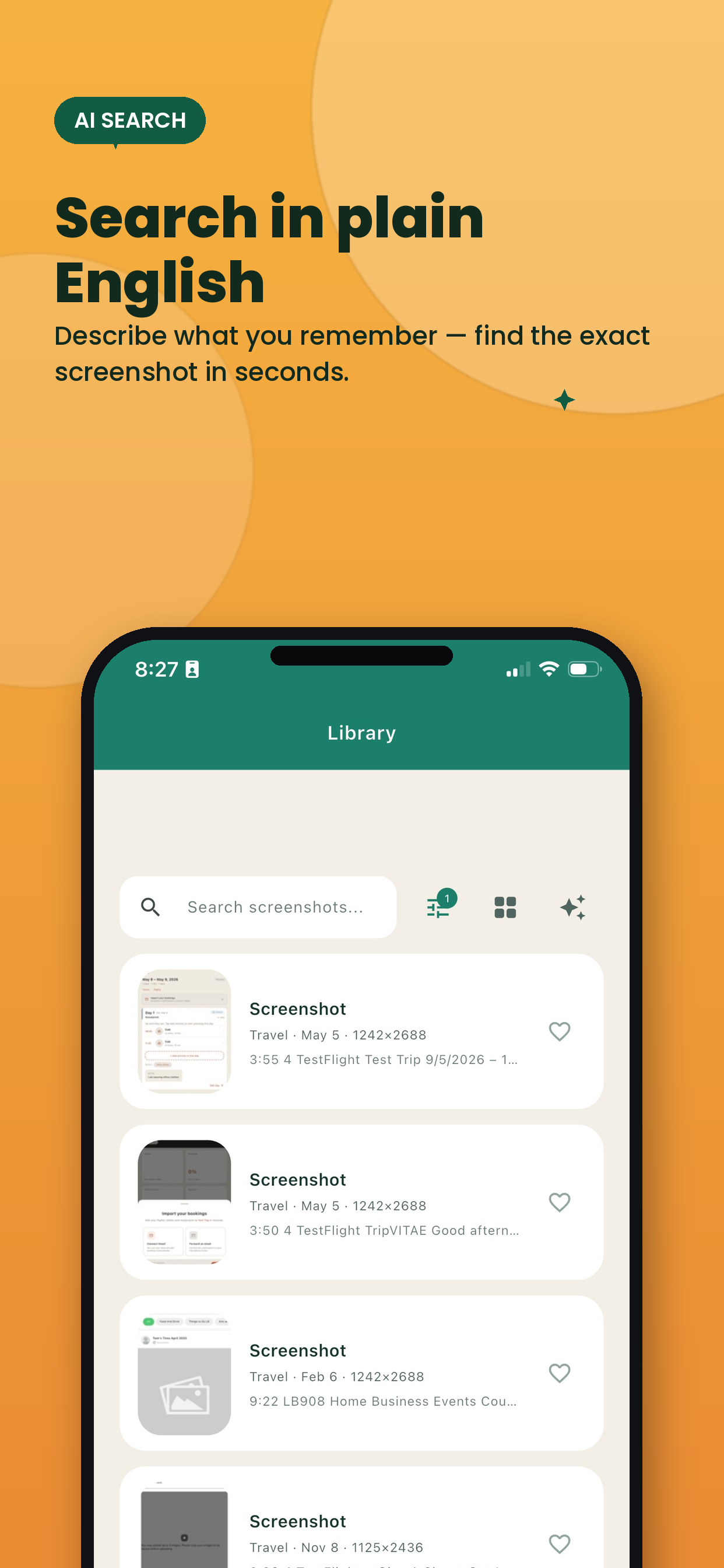 ShotShelf AI search - find screenshots by describing what you remember